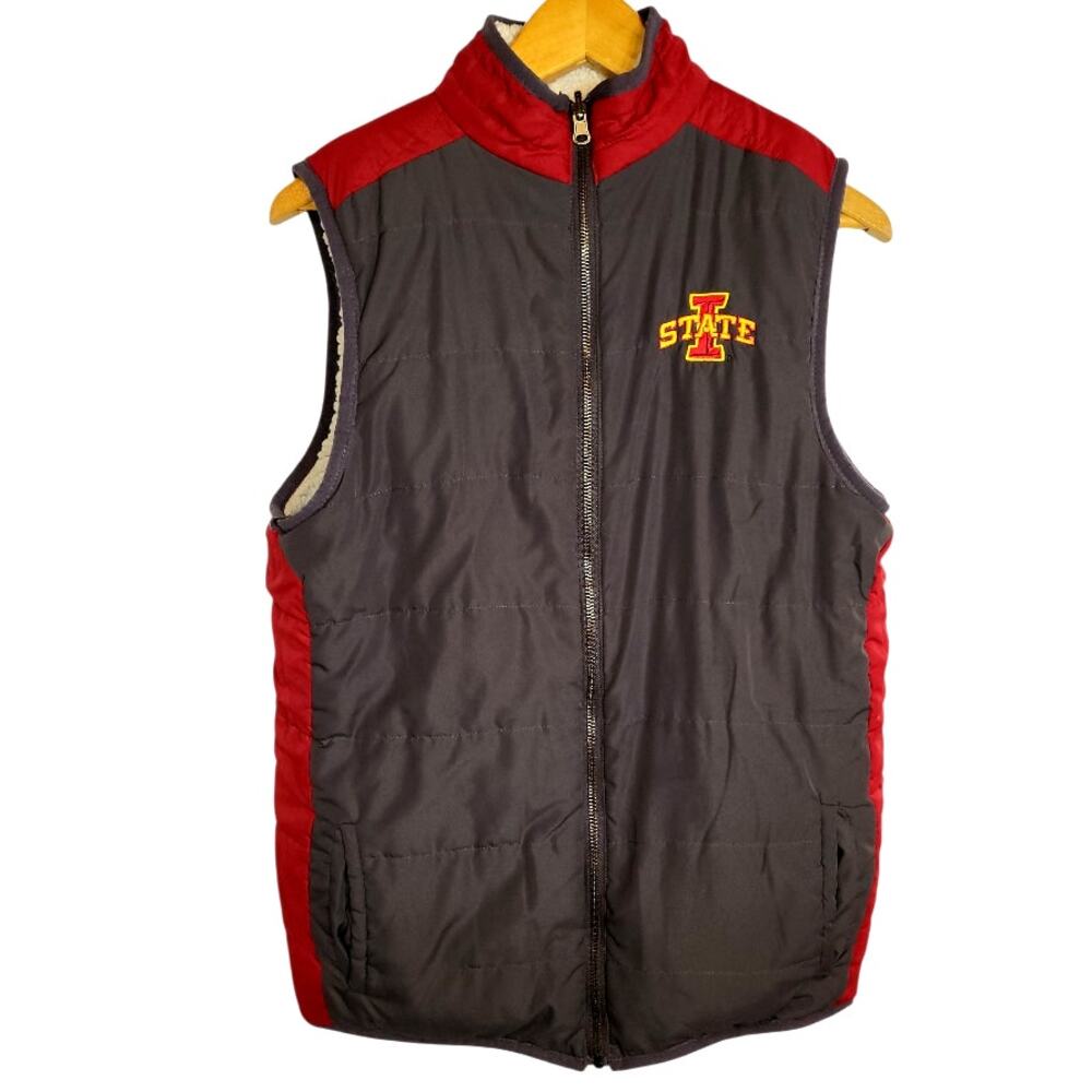Iowa State Cyclones Reversible Sherpa Lined Puffer Vest Gray/ Red Embroidered M?